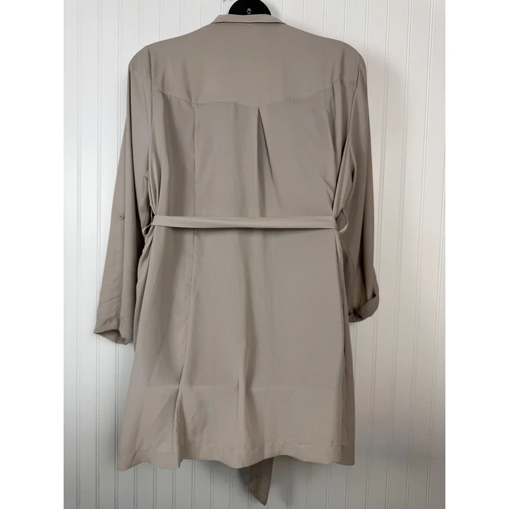 Torrid Trench Jacket Taupe Drape Front Roll Sleeve 3X 22-24 FLAW nwt Classic